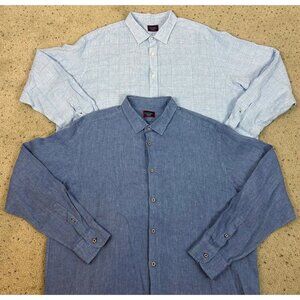 Untuckit Lot of 2 Linen Button Down Shirts Blue Plaid Size XXXL Men's